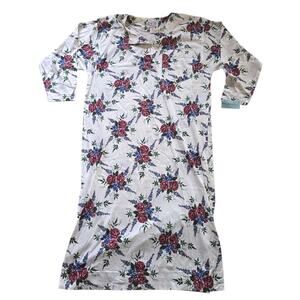 Vintage Claires Rose Floral Long Sleeve Nightgown SZ M 100% Cotton NOS